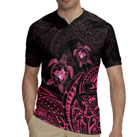 Pink Black Polynesia Floral Sea Turtle Rugby Jersey - Polynesian Pride
