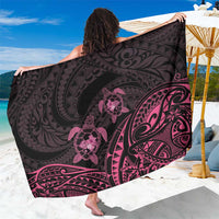 Pink Black Polynesia Floral Sea Turtle Sarong LT14 One Size 44 x 66 inches Black - Polynesian Pride