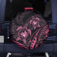 Pink Black Polynesia Floral Sea Turtle Spare Tire Cover - Polynesian Pride