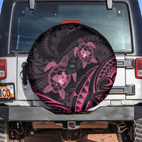 Pink Black Polynesia Floral Sea Turtle Spare Tire Cover - Polynesian Pride