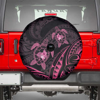 Pink Black Polynesia Floral Sea Turtle Spare Tire Cover - Polynesian Pride
