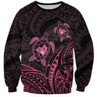 Pink Black Polynesia Floral Sea Turtle Sweatshirt - Polynesian Pride