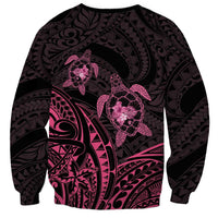 Pink Black Polynesia Floral Sea Turtle Sweatshirt - Polynesian Pride