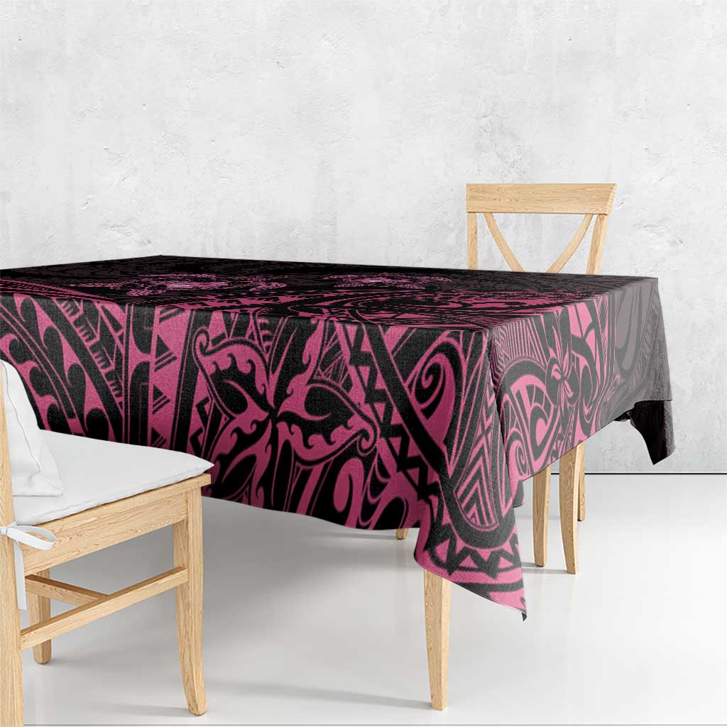 Pink Black Polynesia Floral Sea Turtle Tablecloth LT14 - Polynesian Pride