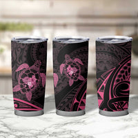 Pink Black Polynesia Floral Sea Turtle Tumbler Cup LT14 - Polynesian Pride