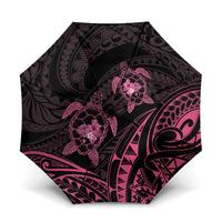 Pink Black Polynesia Floral Sea Turtle Umbrella - Polynesian Pride