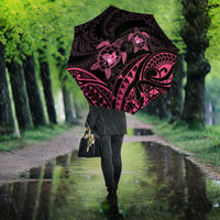 Pink Black Polynesia Floral Sea Turtle Umbrella - Polynesian Pride
