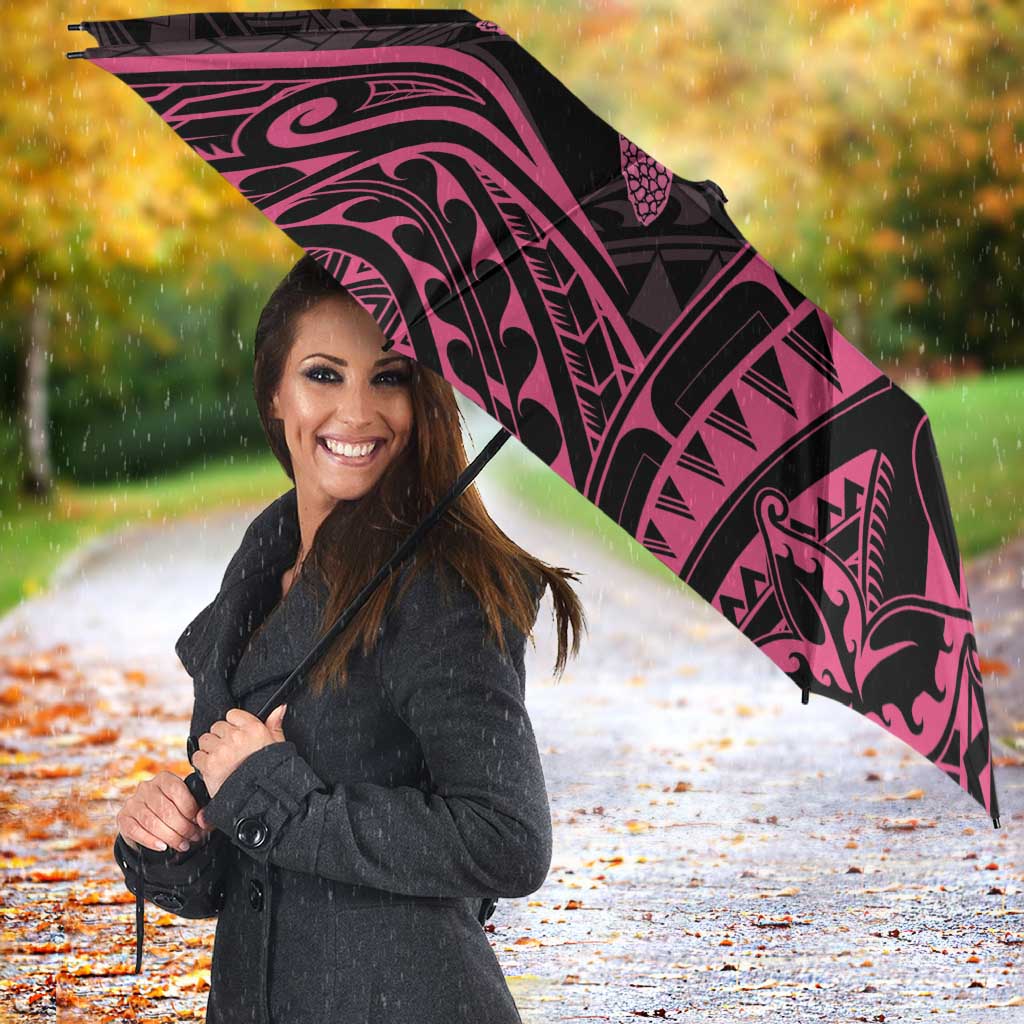 Pink Black Polynesia Floral Sea Turtle Umbrella - Polynesian Pride