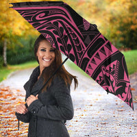 Pink Black Polynesia Floral Sea Turtle Umbrella - Polynesian Pride
