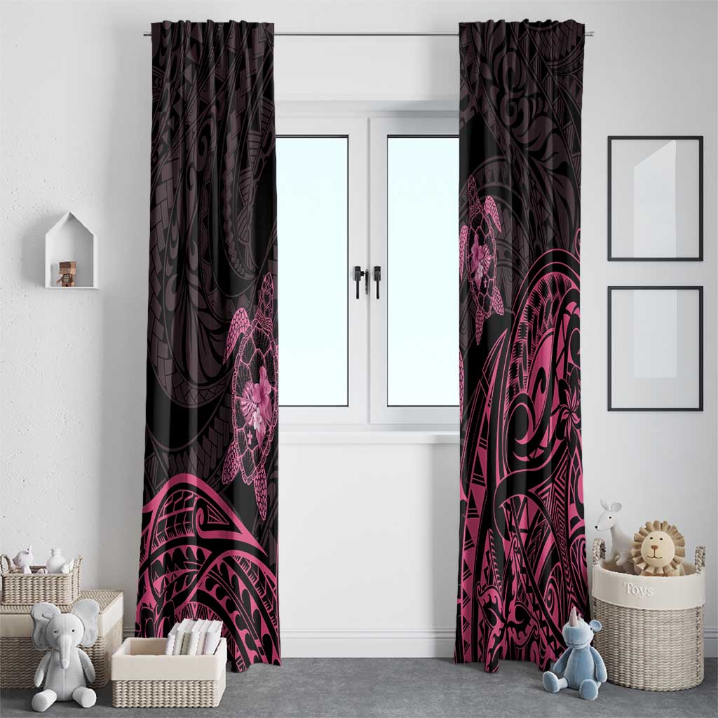 Pink Black Polynesia Floral Sea Turtle Window Curtain LT14 - Polynesian Pride