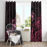 Pink Black Polynesia Floral Sea Turtle Window Curtain LT14 - Polynesian Pride