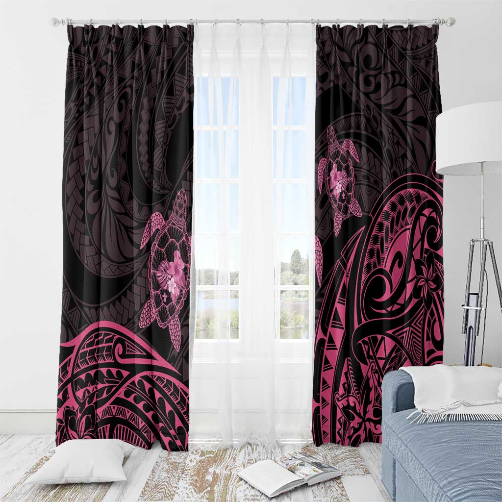 Pink Black Polynesia Floral Sea Turtle Window Curtain LT14 - Polynesian Pride