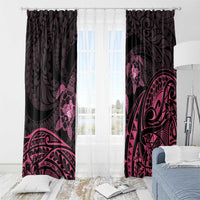 Pink Black Polynesia Floral Sea Turtle Window Curtain LT14 - Polynesian Pride