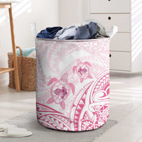 Pink White Polynesia Floral Sea Turtle Laundry Basket - Polynesian Pride