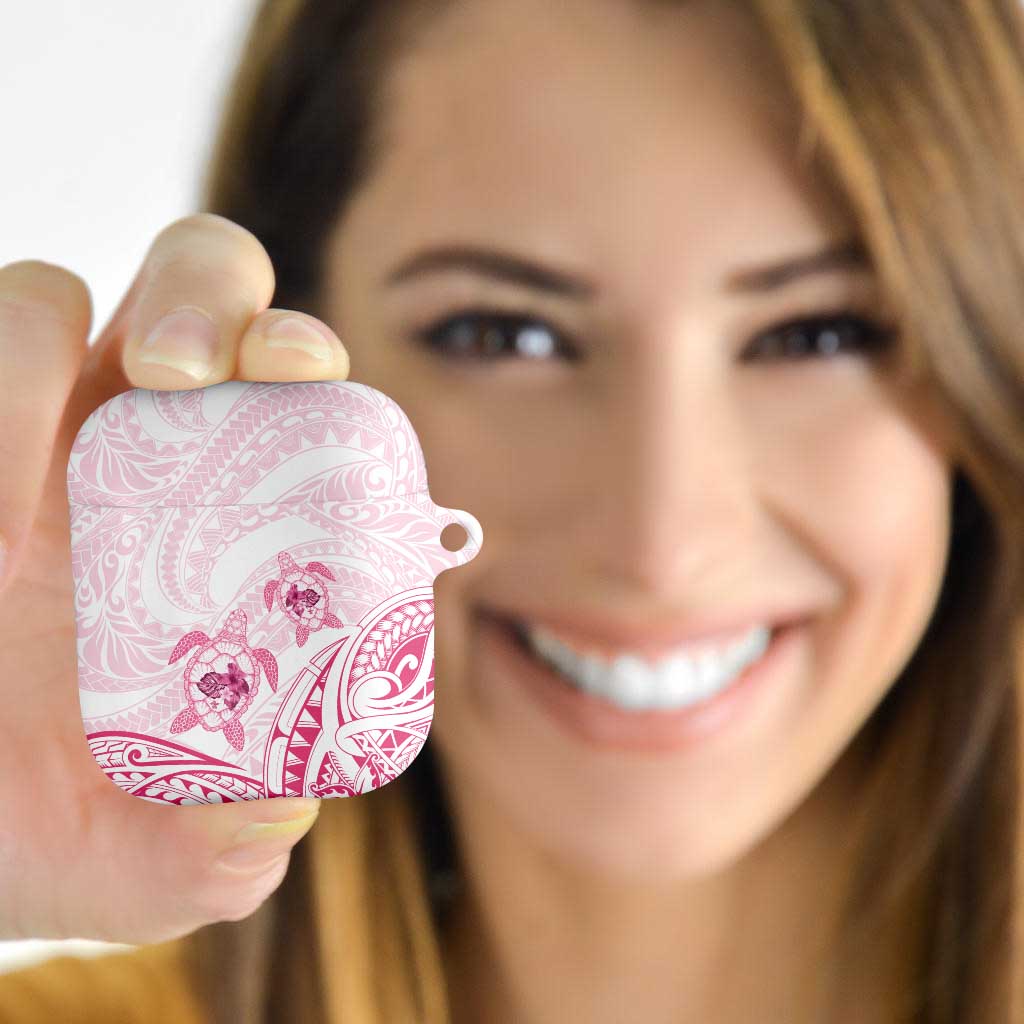 Pink White Polynesia Floral Sea Turtle AirPods Case - Polynesian Pride