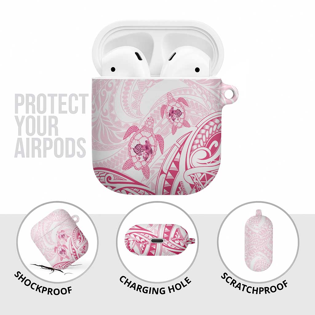 Pink White Polynesia Floral Sea Turtle AirPods Case - Polynesian Pride
