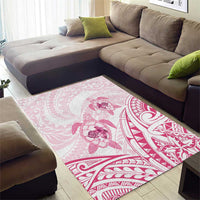 Pink White Polynesia Floral Sea Turtle Area Rug LT14 - Polynesian Pride