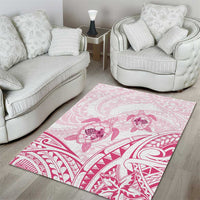 Pink White Polynesia Floral Sea Turtle Area Rug LT14 - Polynesian Pride
