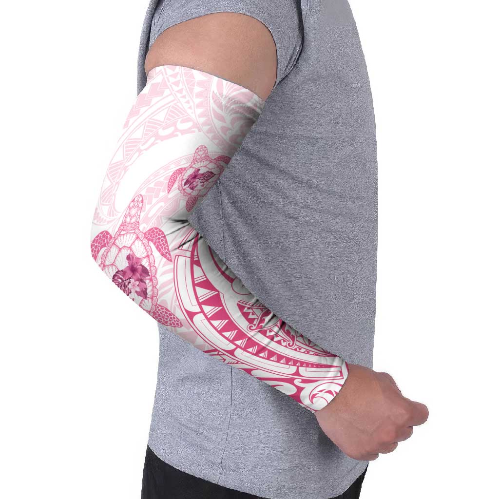 Pink White Polynesia Floral Sea Turtle Arm Sleeves LT14 - Polynesian Pride