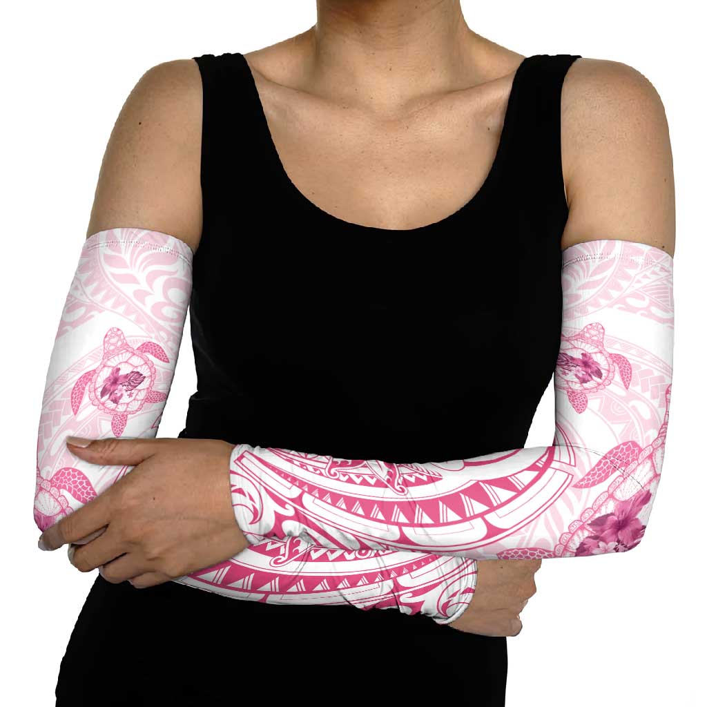 Pink White Polynesia Floral Sea Turtle Arm Sleeves LT14 - Polynesian Pride