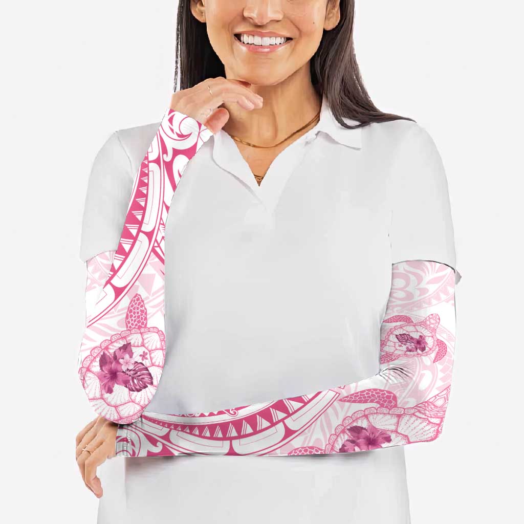 Pink White Polynesia Floral Sea Turtle Arm Sleeves LT14 - Polynesian Pride