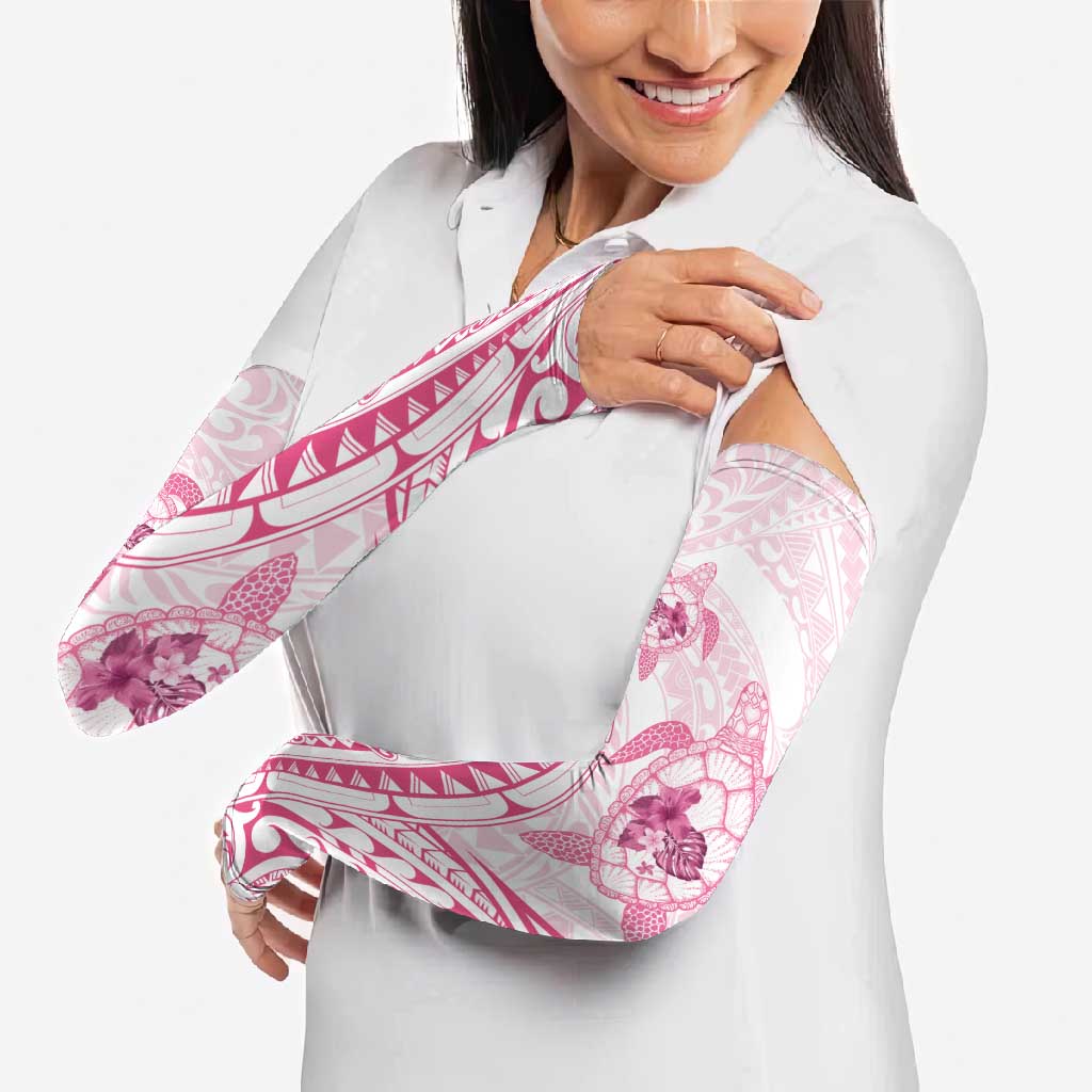 Pink White Polynesia Floral Sea Turtle Arm Sleeves LT14 - Polynesian Pride