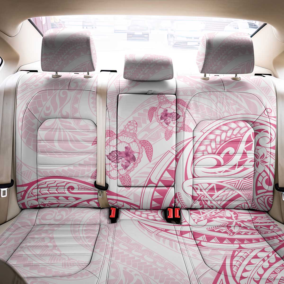 Pink White Polynesia Floral Sea Turtle Back Car Seat Cover LT14 - Polynesian Pride