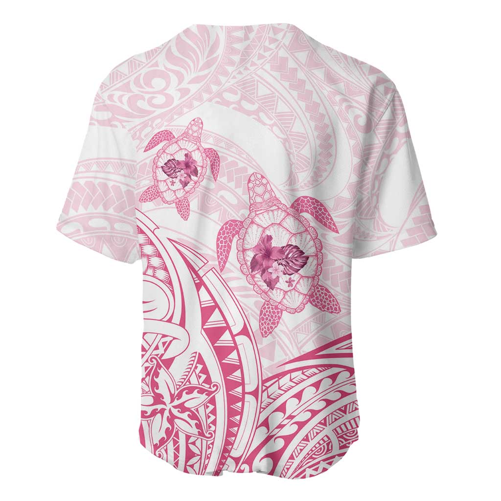 Pink White Polynesia Floral Sea Turtle Baseball Jersey LT14 - Polynesian Pride