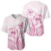 Pink White Polynesia Floral Sea Turtle Baseball Jersey LT14 - Polynesian Pride