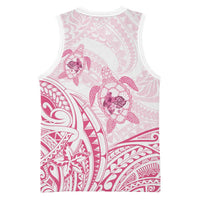 Pink White Polynesia Floral Sea Turtle Basketball Jersey LT14 - Polynesian Pride