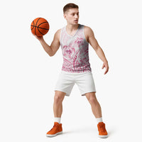 Pink White Polynesia Floral Sea Turtle Basketball Jersey LT14 - Polynesian Pride