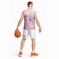 Pink White Polynesia Floral Sea Turtle Basketball Jersey LT14 - Polynesian Pride