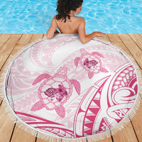 Pink White Polynesia Floral Sea Turtle Beach Blanket LT14 - Polynesian Pride
