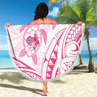 Pink White Polynesia Floral Sea Turtle Beach Blanket LT14 - Polynesian Pride