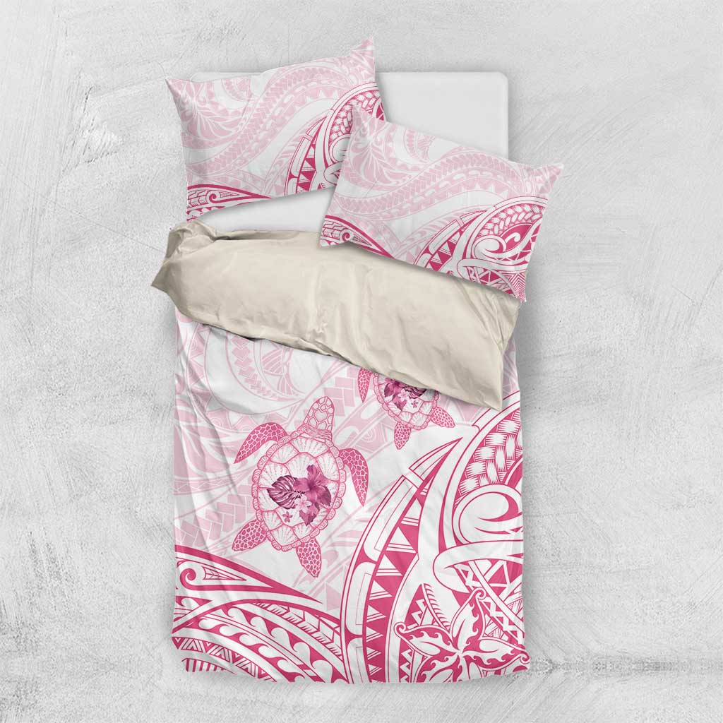 Pink White Polynesia Floral Sea Turtle Bedding Set LT14 US Twin 172cm x 218cm White - Polynesian Pride