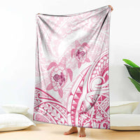 Pink White Polynesia Floral Sea Turtle Blanket LT14 - Polynesian Pride
