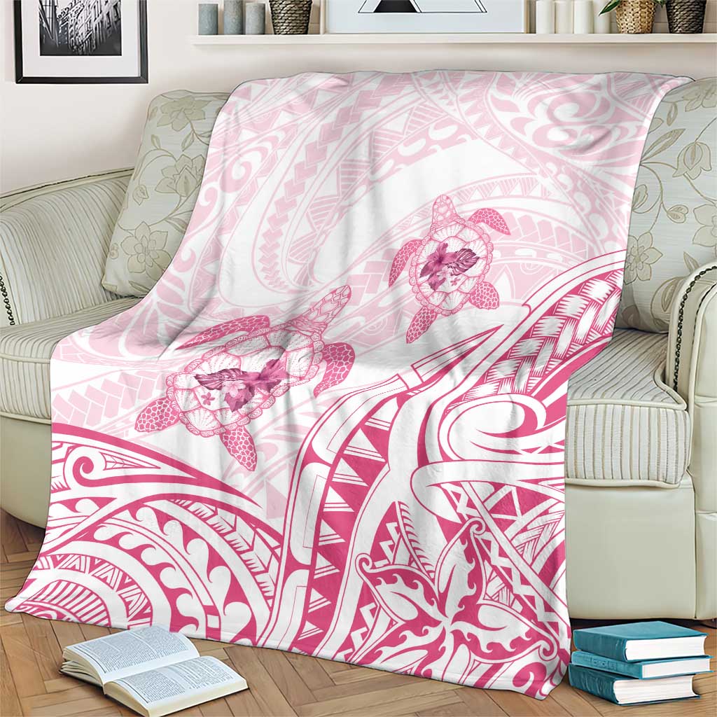 Pink White Polynesia Floral Sea Turtle Blanket LT14 - Polynesian Pride