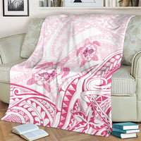 Pink White Polynesia Floral Sea Turtle Blanket LT14 - Polynesian Pride