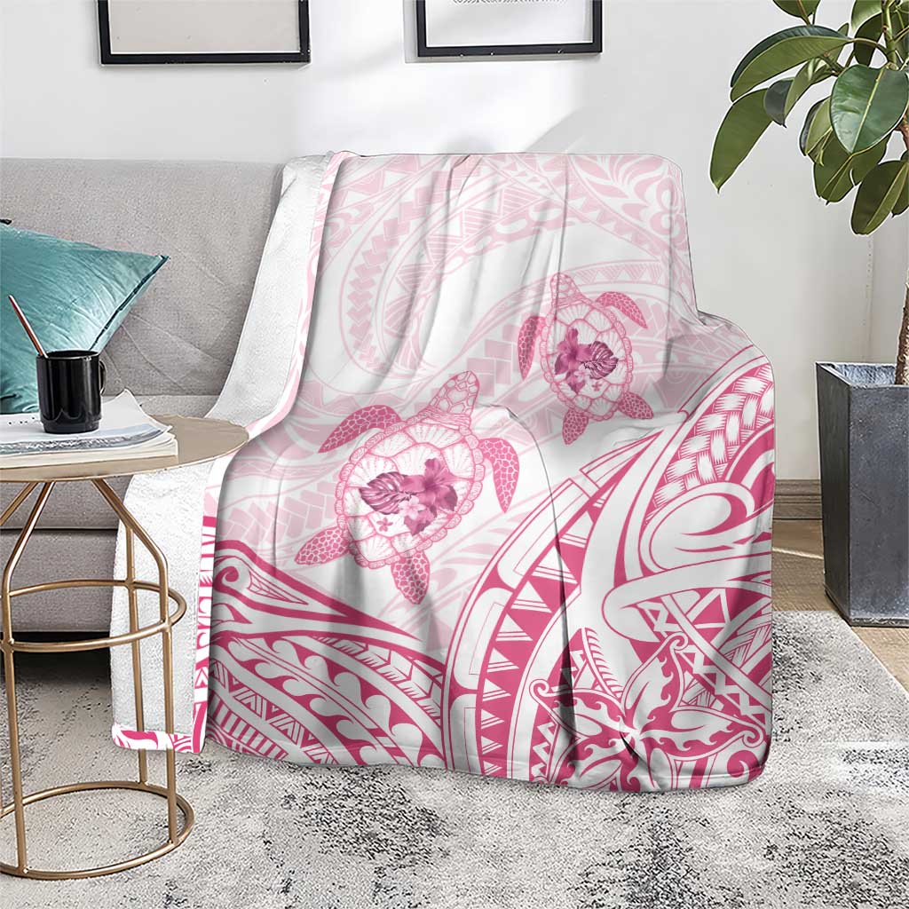 Pink White Polynesia Floral Sea Turtle Blanket LT14 - Polynesian Pride