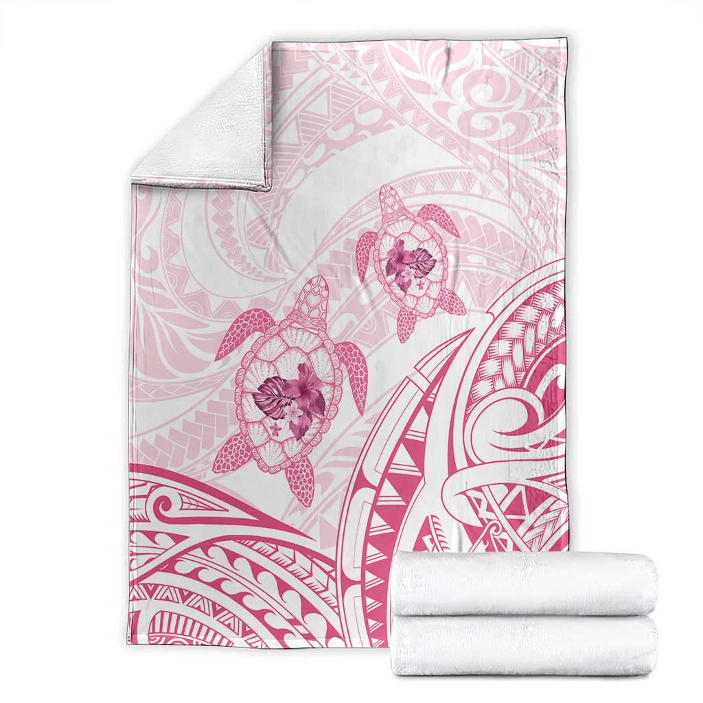 Pink White Polynesia Floral Sea Turtle Blanket LT14 - Polynesian Pride