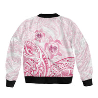 Pink White Polynesia Floral Sea Turtle Bomber Jacket LT14 - Polynesian Pride