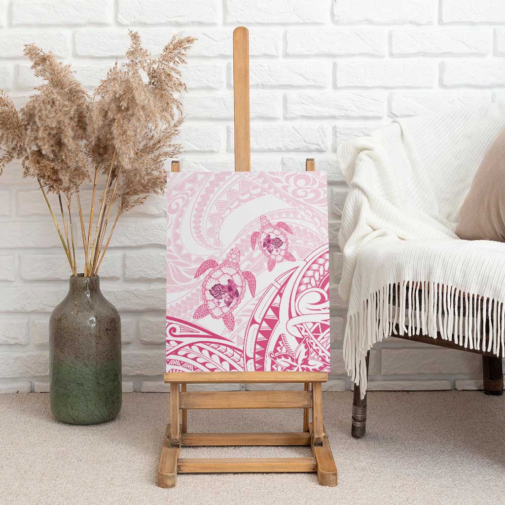 Pink White Polynesia Floral Sea Turtle Canvas Wall Art LT14 - Polynesian Pride