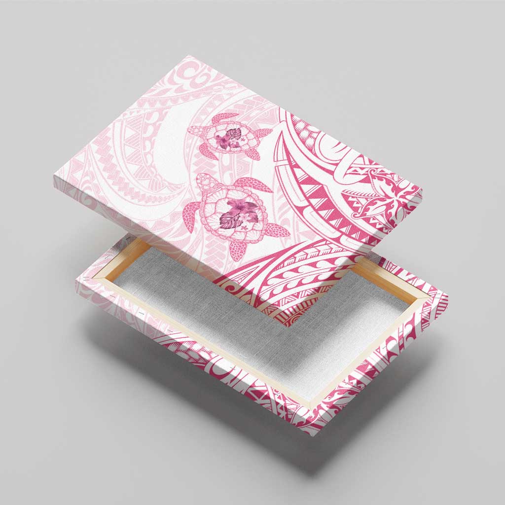 Pink White Polynesia Floral Sea Turtle Canvas Wall Art LT14 - Polynesian Pride