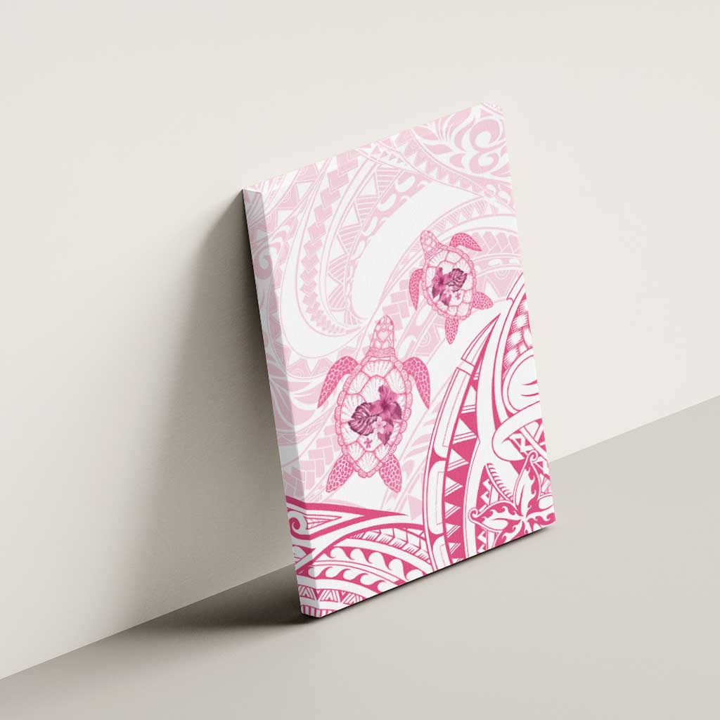 Pink White Polynesia Floral Sea Turtle Canvas Wall Art LT14 - Polynesian Pride