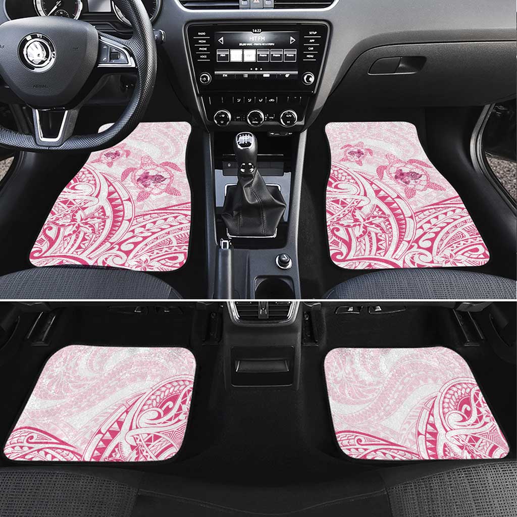 Pink White Polynesia Floral Sea Turtle Car Mats LT14 Set 4pcs White - Polynesian Pride