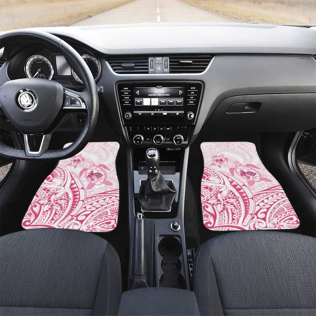 Pink White Polynesia Floral Sea Turtle Car Mats LT14 Set 2pcs - Front White - Polynesian Pride