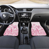 Pink White Polynesia Floral Sea Turtle Car Mats LT14 Set 2pcs - Front White - Polynesian Pride