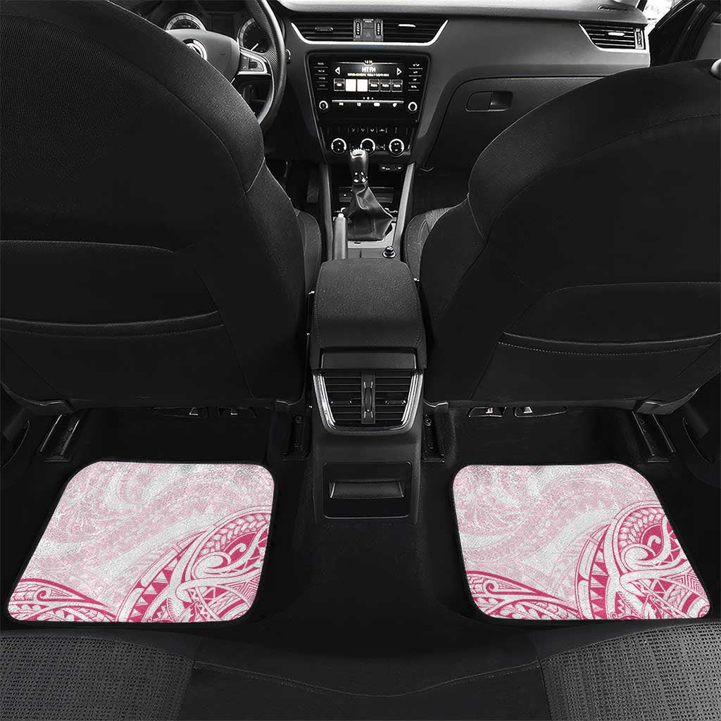 Pink White Polynesia Floral Sea Turtle Car Mats LT14 Set 2pcs - Back White - Polynesian Pride