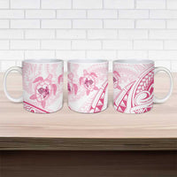 Pink White Polynesia Floral Sea Turtle Ceramic Mug - Polynesian Pride