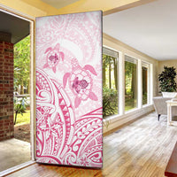 Pink White Polynesia Floral Sea Turtle Door Cover - Polynesian Pride
